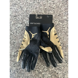 Nike Jordan Vapor Knit 4.0 Football Gloves Men Black/Metallic Gold Large